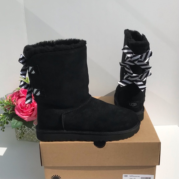 UGG Shoes - UGG Bailey Bow Diagonal Stripe Boots